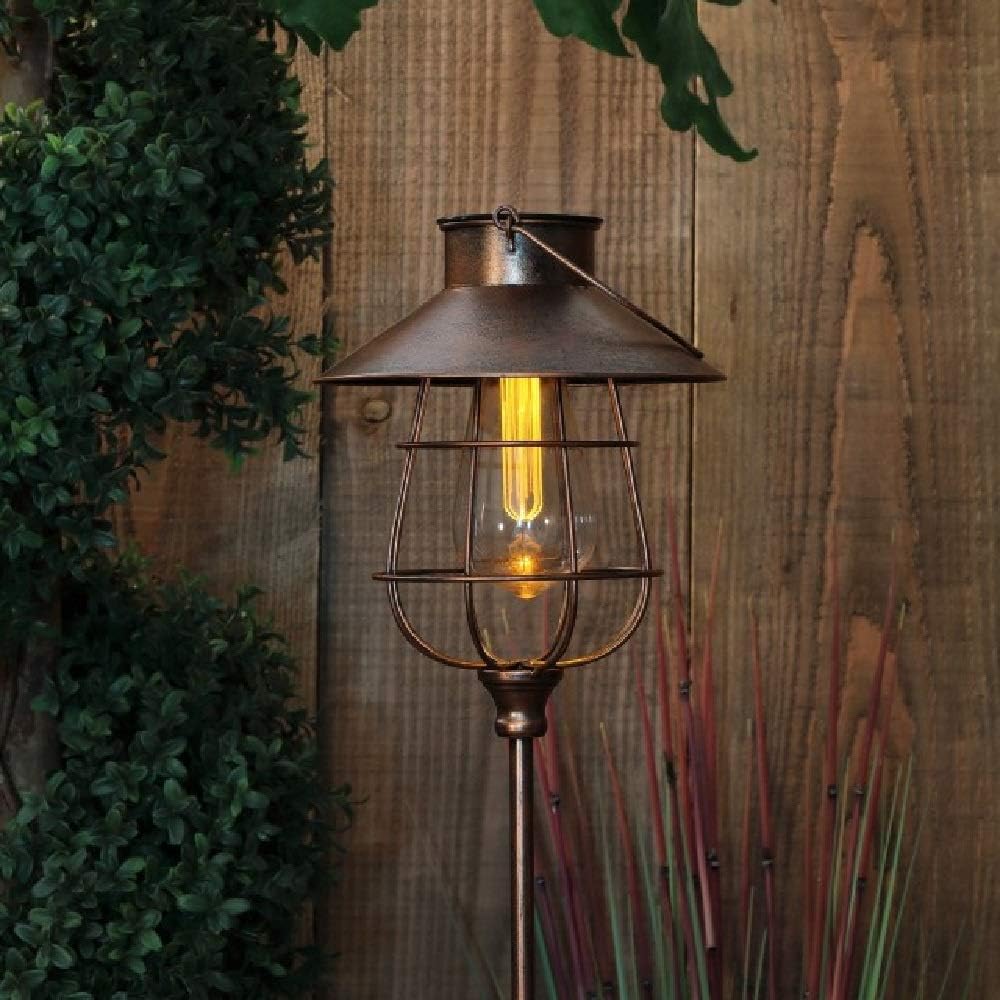 Noma Solar 90cm  Vintage Style Copper Lantern Garden Stake Light