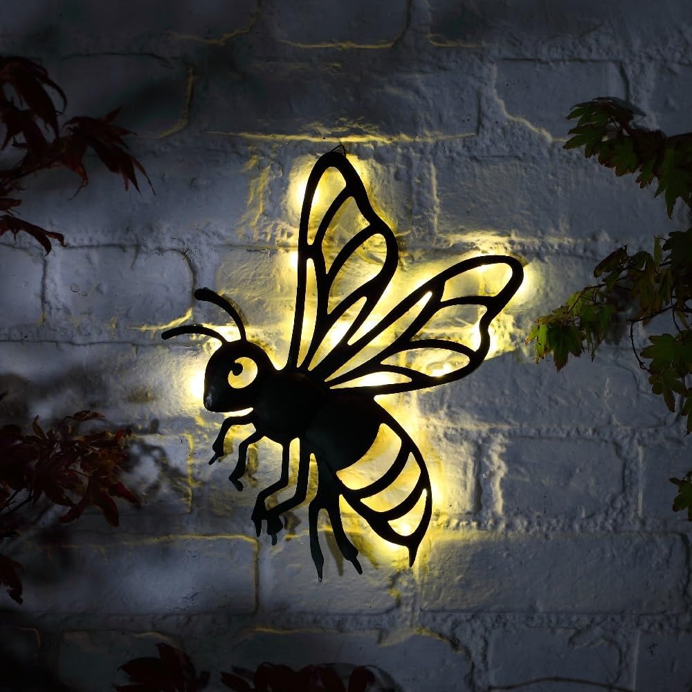 Noma Solar 32cm Metal Buzzy Bee Garden Wall Light