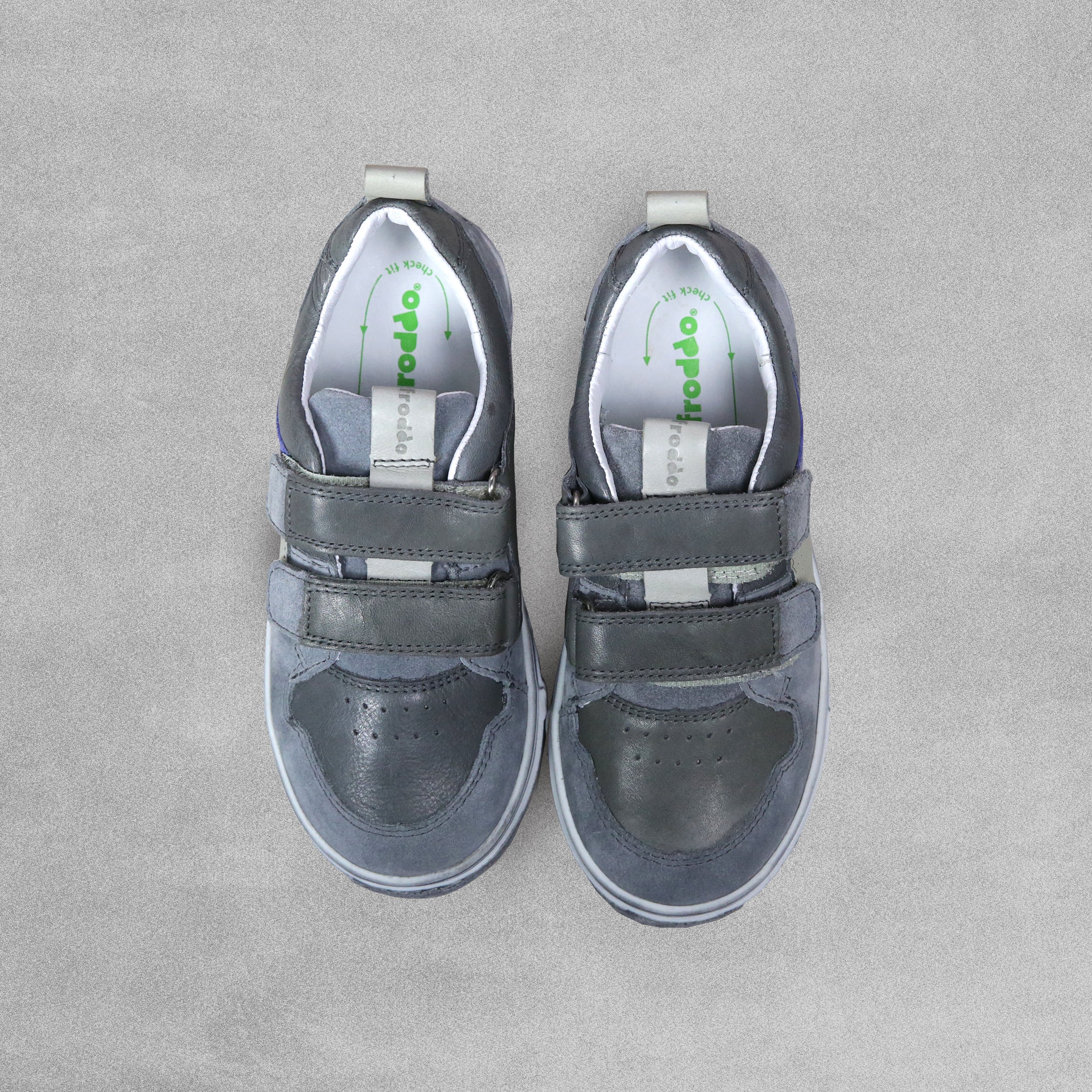 'Froddo' Grey Leather Shoes with Velcro Straps - Size UK Child 13 / EU32