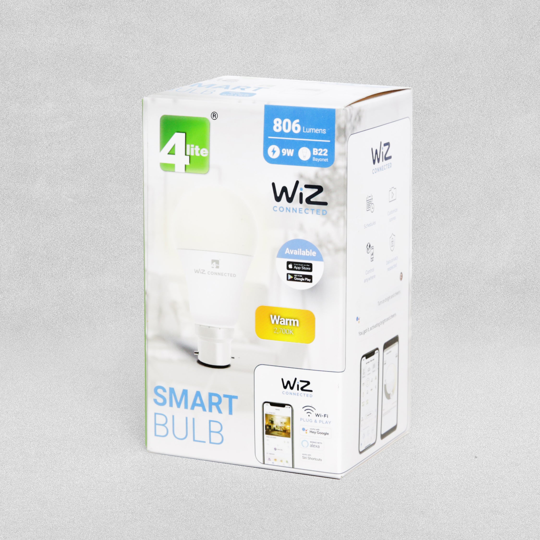 4lite Wiz LED B22 Smart Wi-FI 9W 806LM Light Bulb