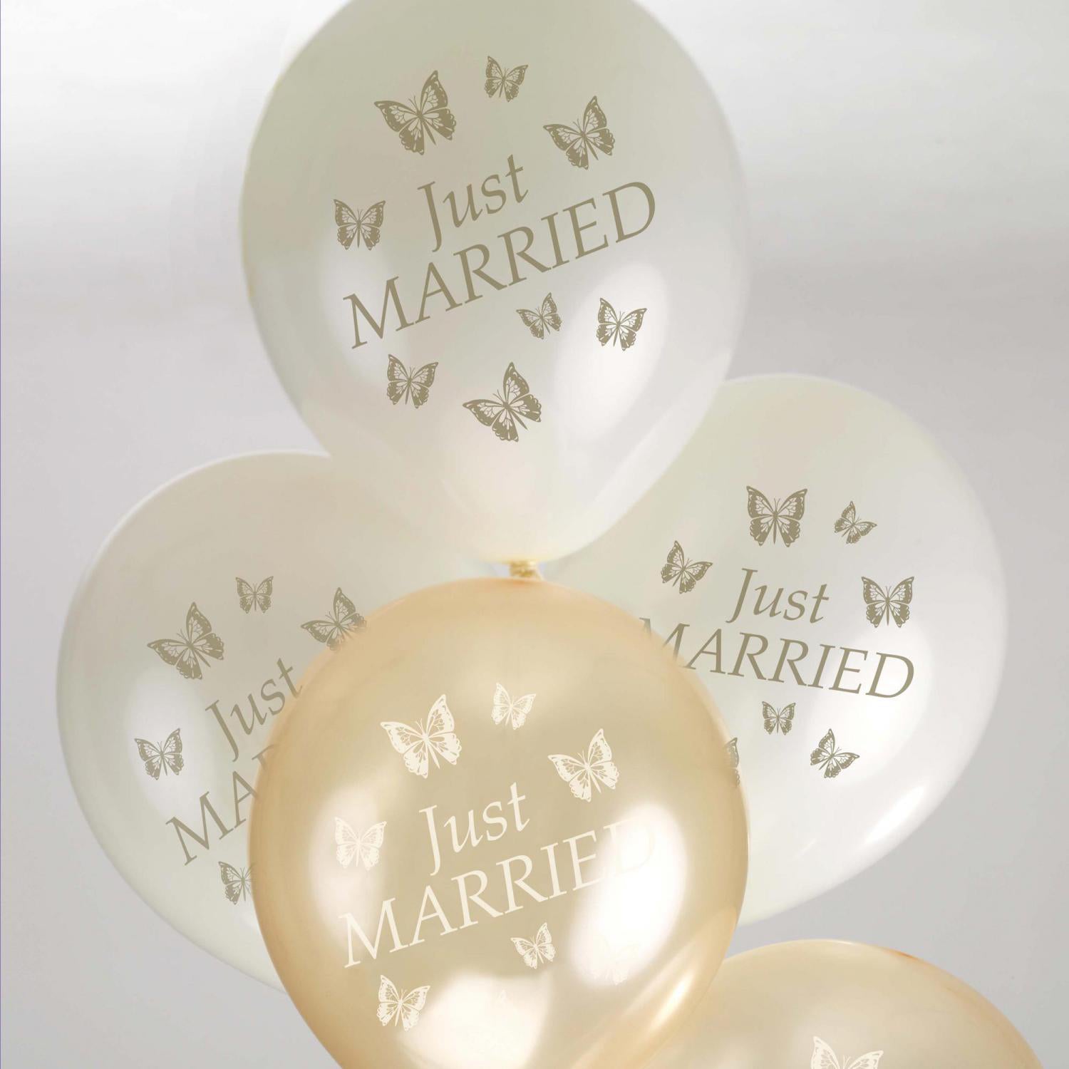 Neviti 'Just Married' Balloons - 8pcs - White and Silver