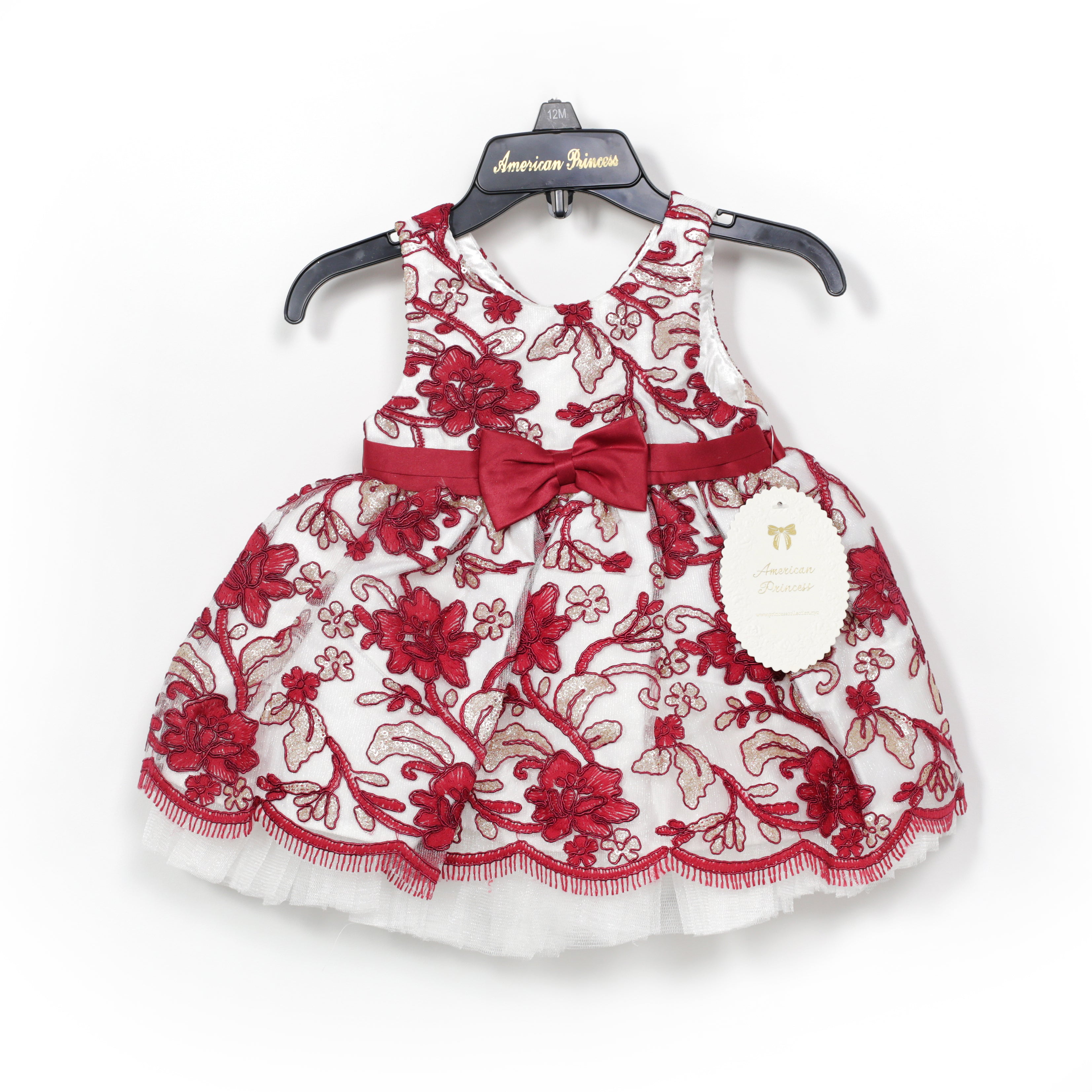 American Princess Dress - Red Floral with Bow