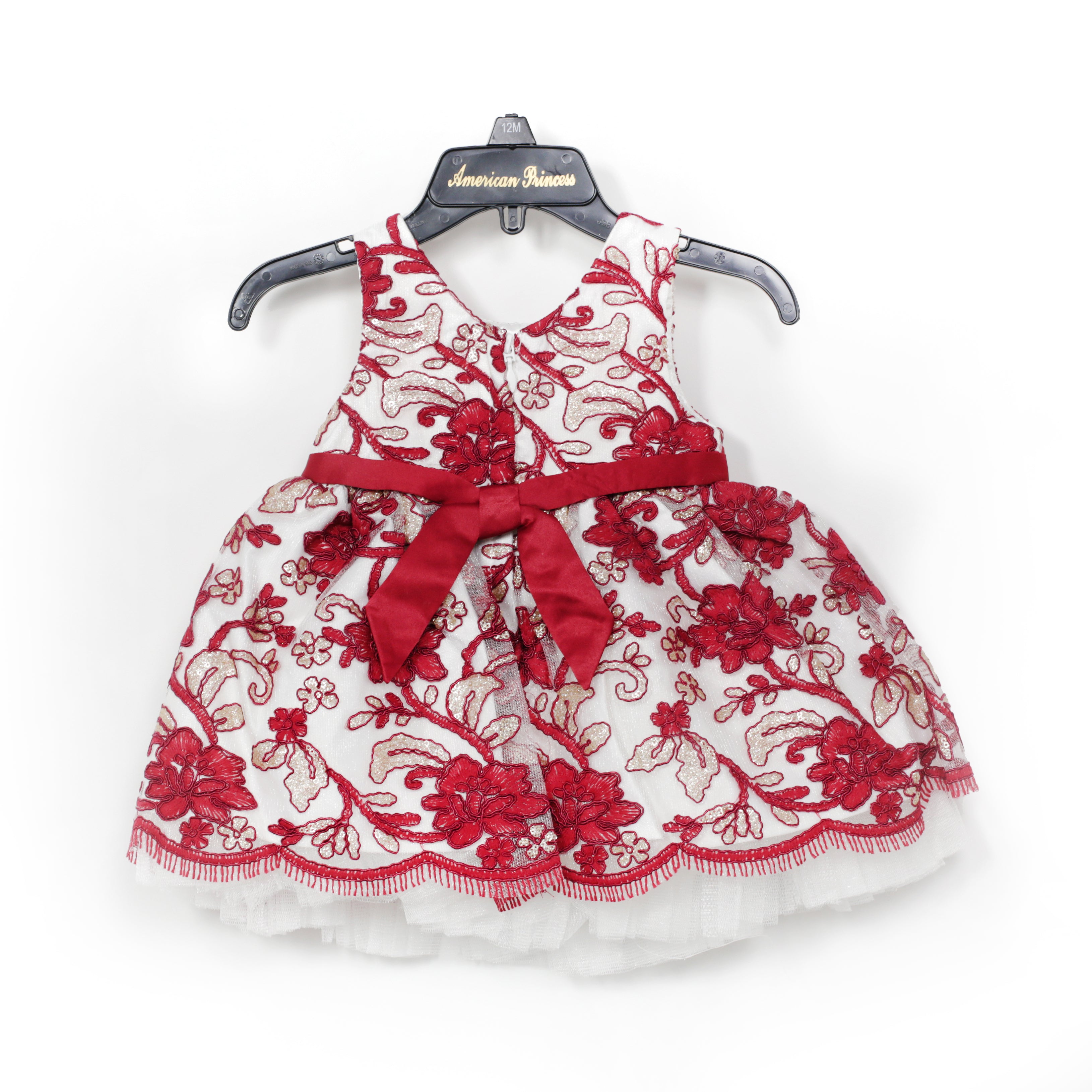 American Princess Dress - Red Floral with Bow