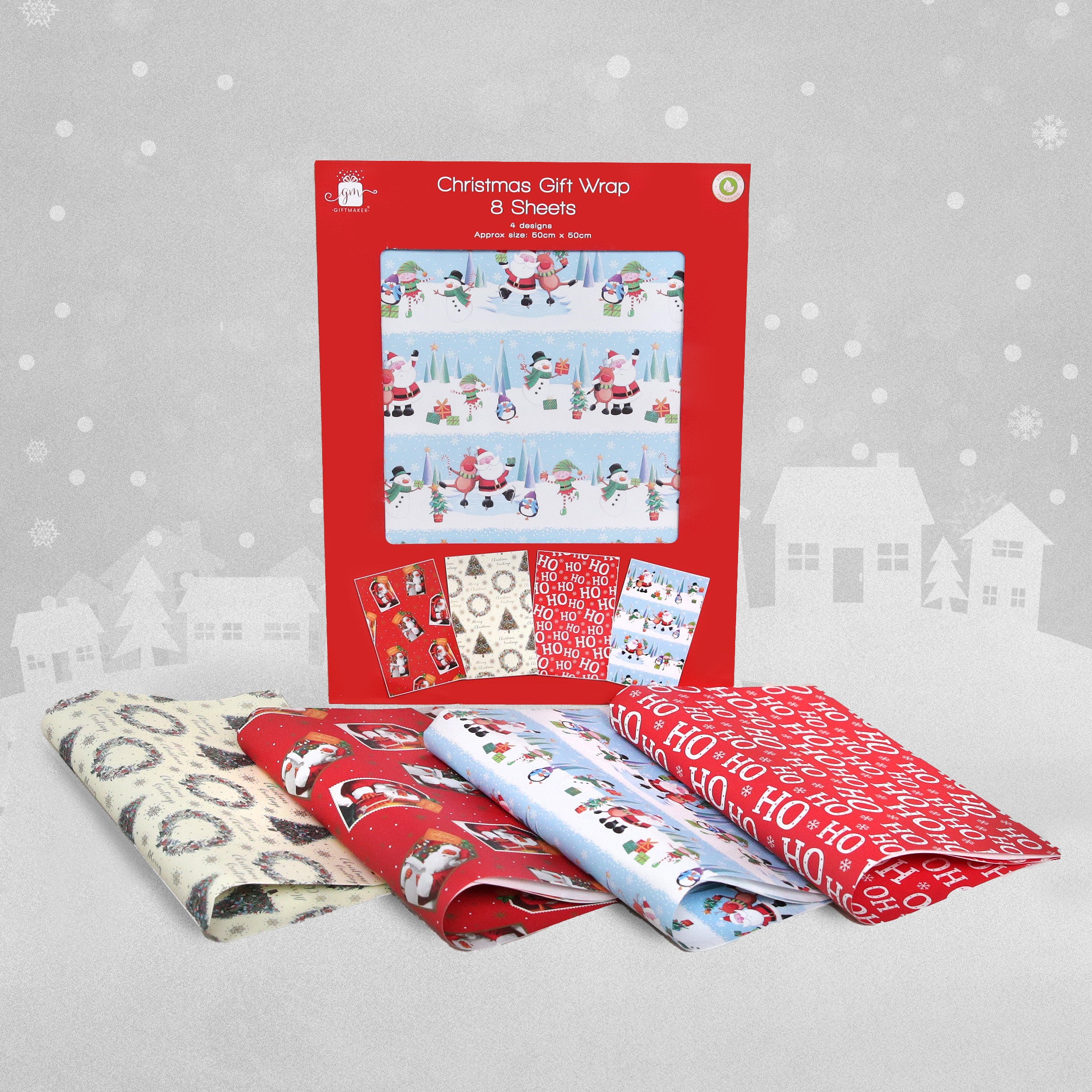 GiftMaker Christmas Gift Wrap Sheets - 8pcs