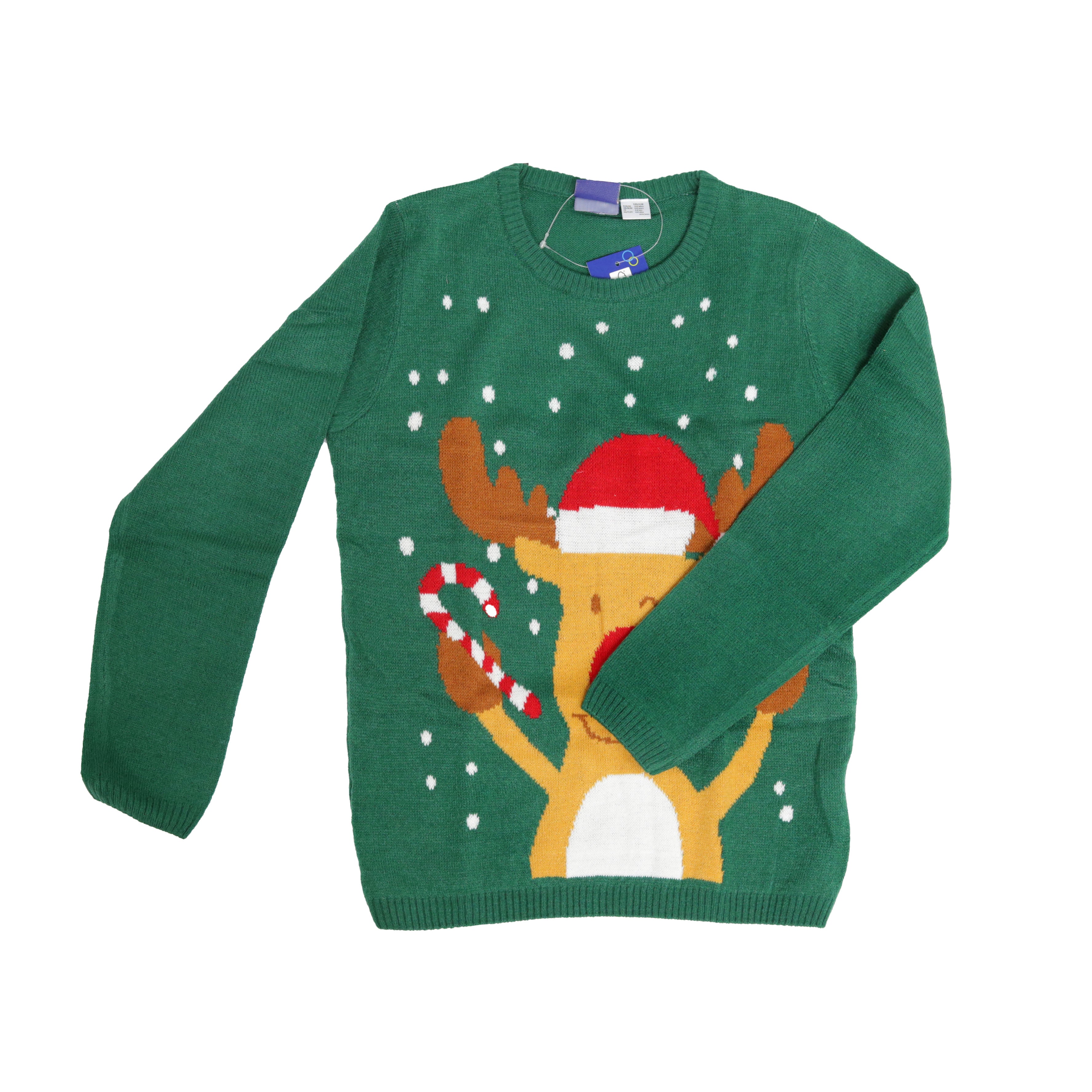 Kids Christmas Jumper - Reindeer (Green) - Various Sizes Available