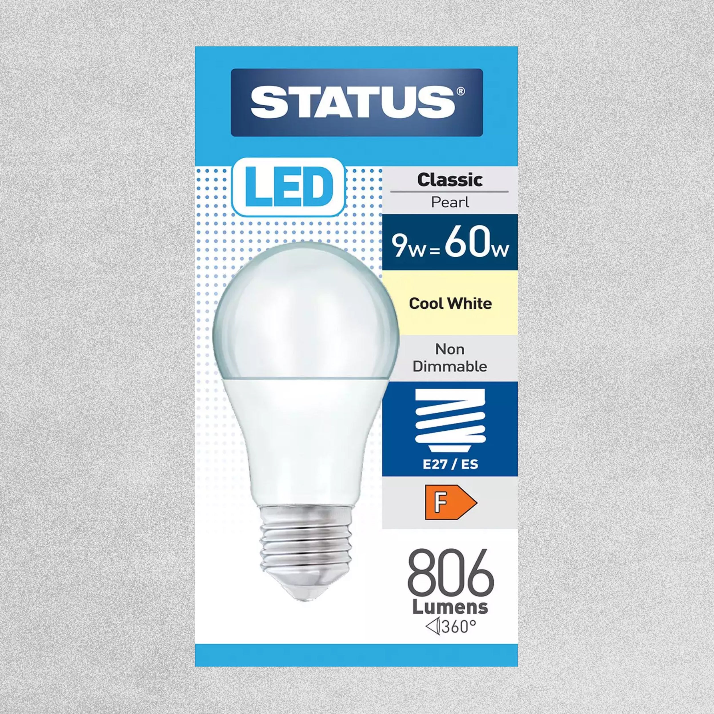 Status LED Classic Pearl Bulb E27/ES 9w=60w - Cool White