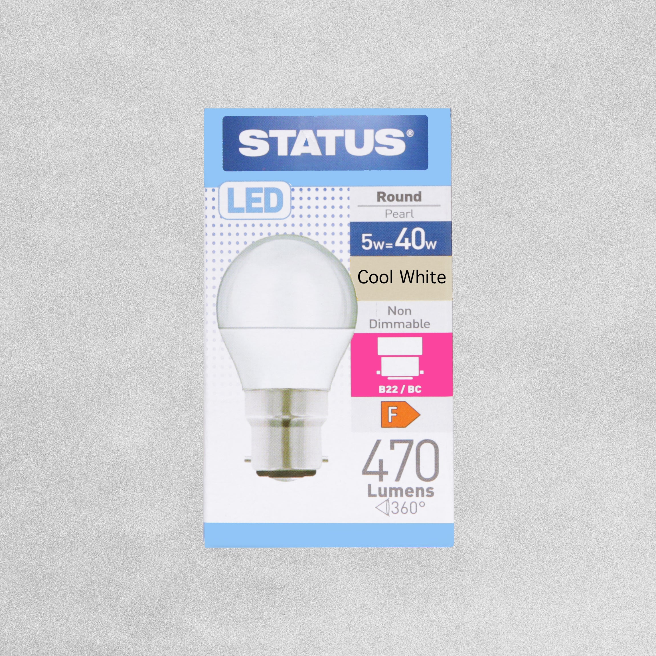 Status LED Classic Round Light Bulb B22/BC 5w=40w - Cool White