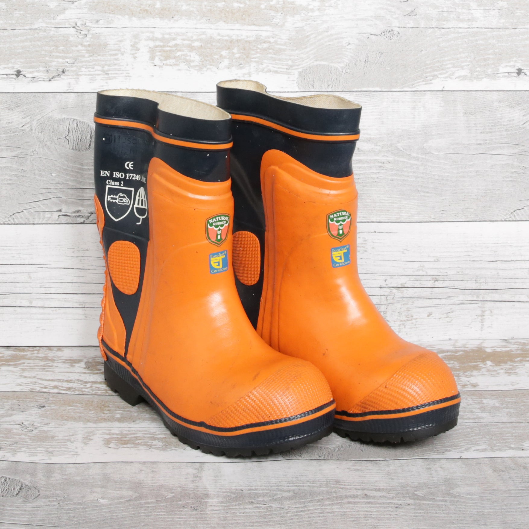 De-Branded Steel Toe Cap Chainsaw Class 2 Wellington Boots UK4