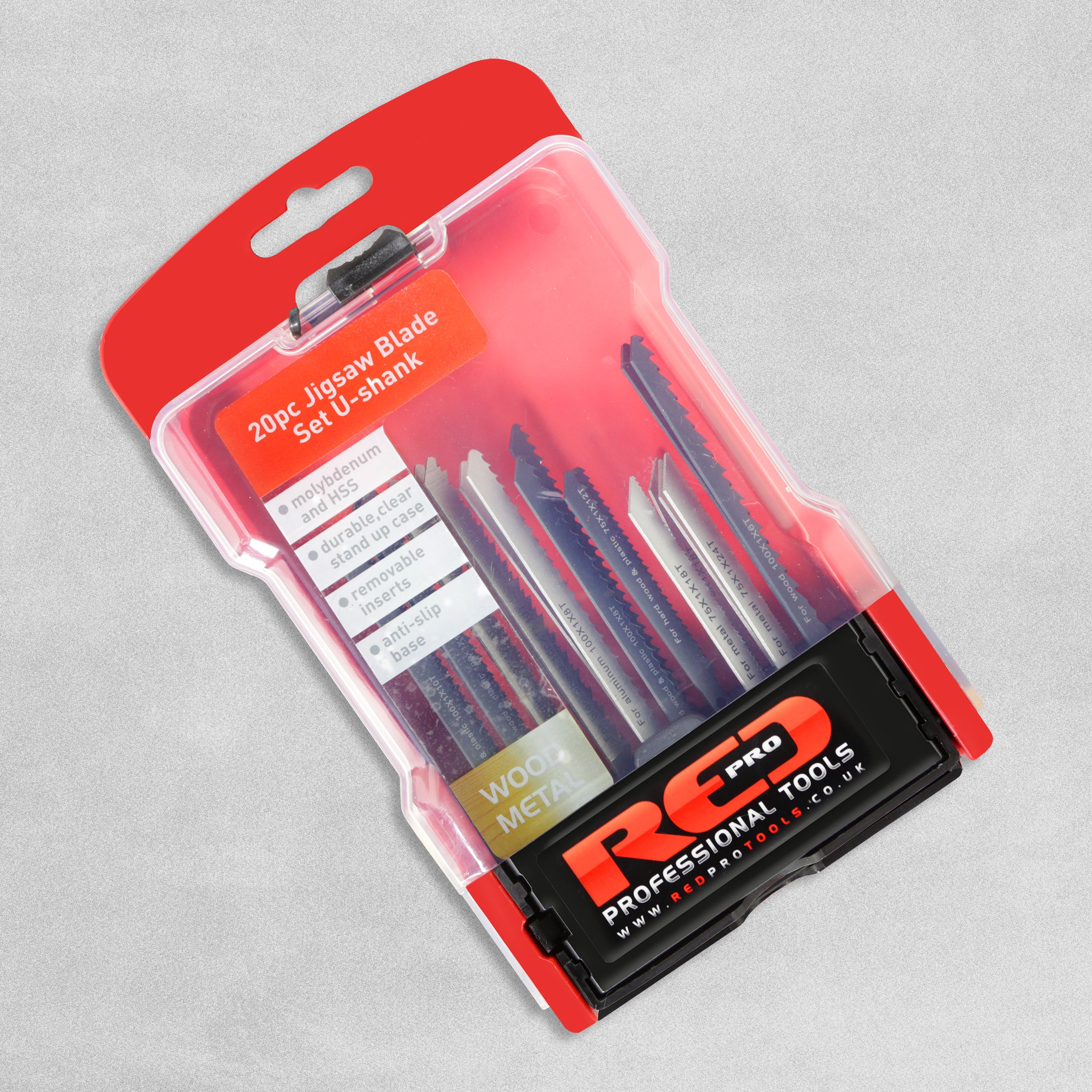 Red Pro High Speed Steel U-Shank Jigsaw Blade Set - 20 Pieces