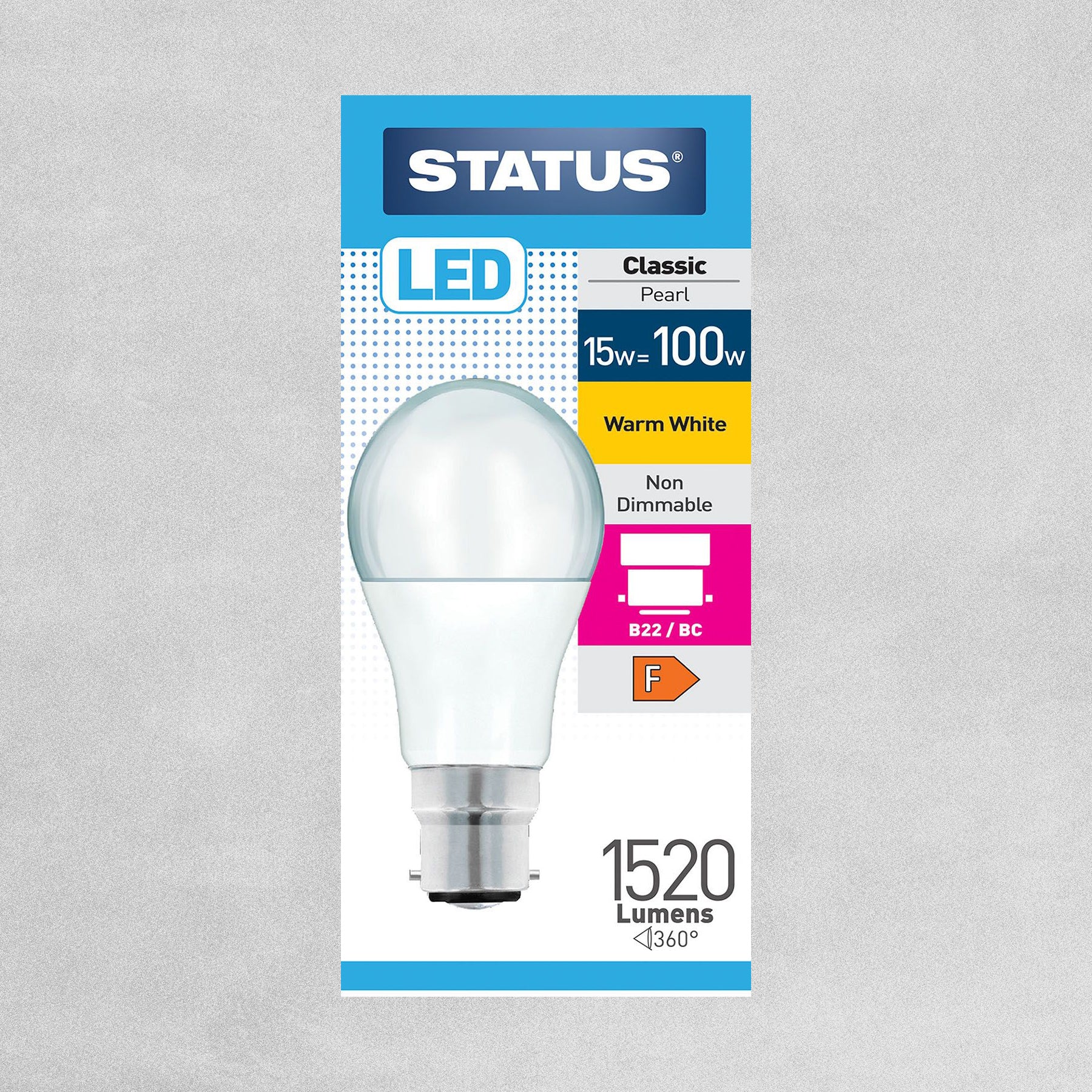 Status LED Classic Round Bulb B22/BC 15w=100w - Warm White