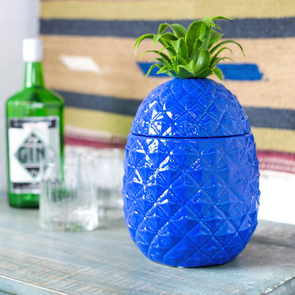 Blue Pineapple Ice Bucket / Storage Container