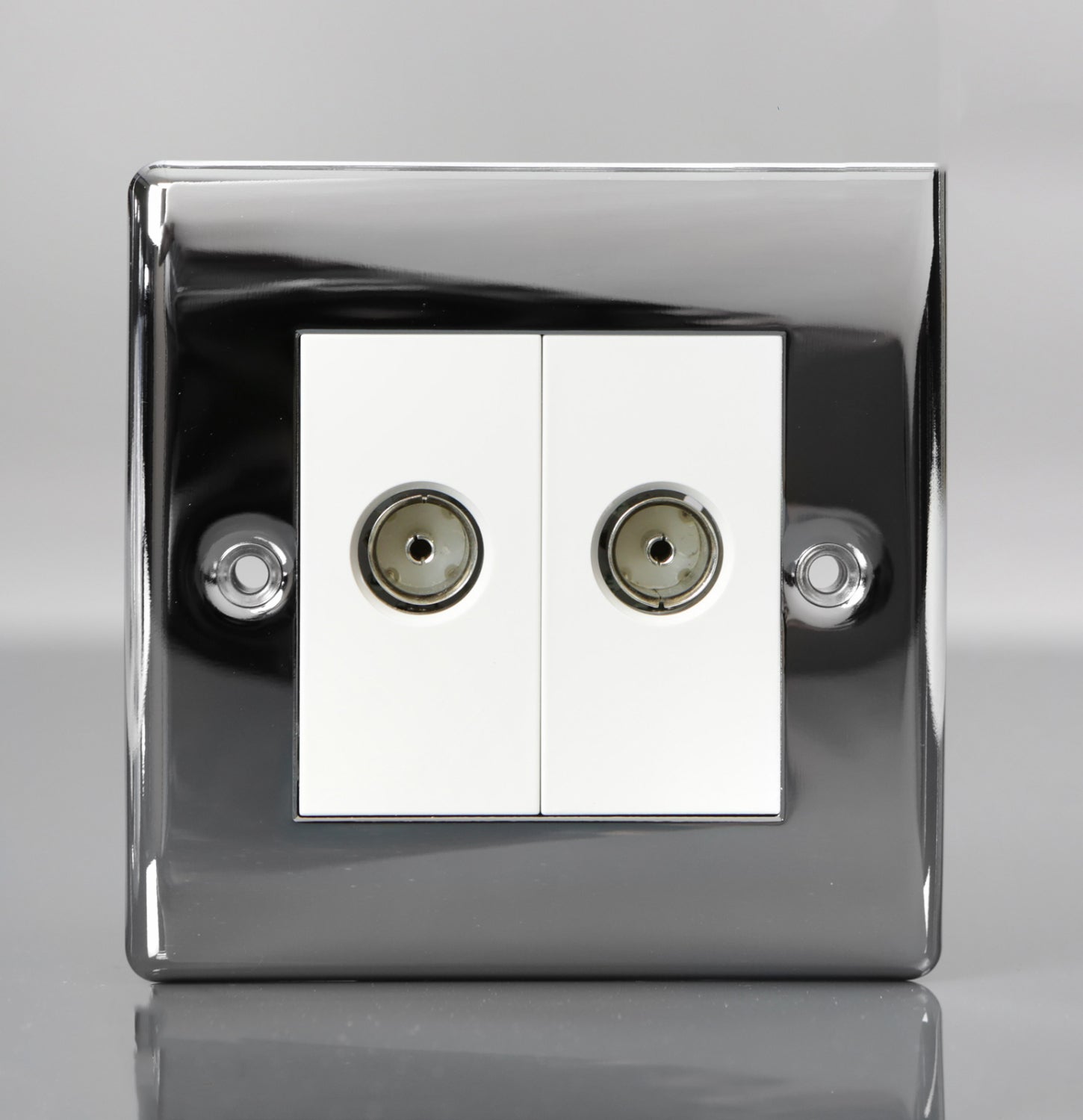 BG Nexus Metal Double TV Co-axial Socket Euro Modules - Polished Chrome