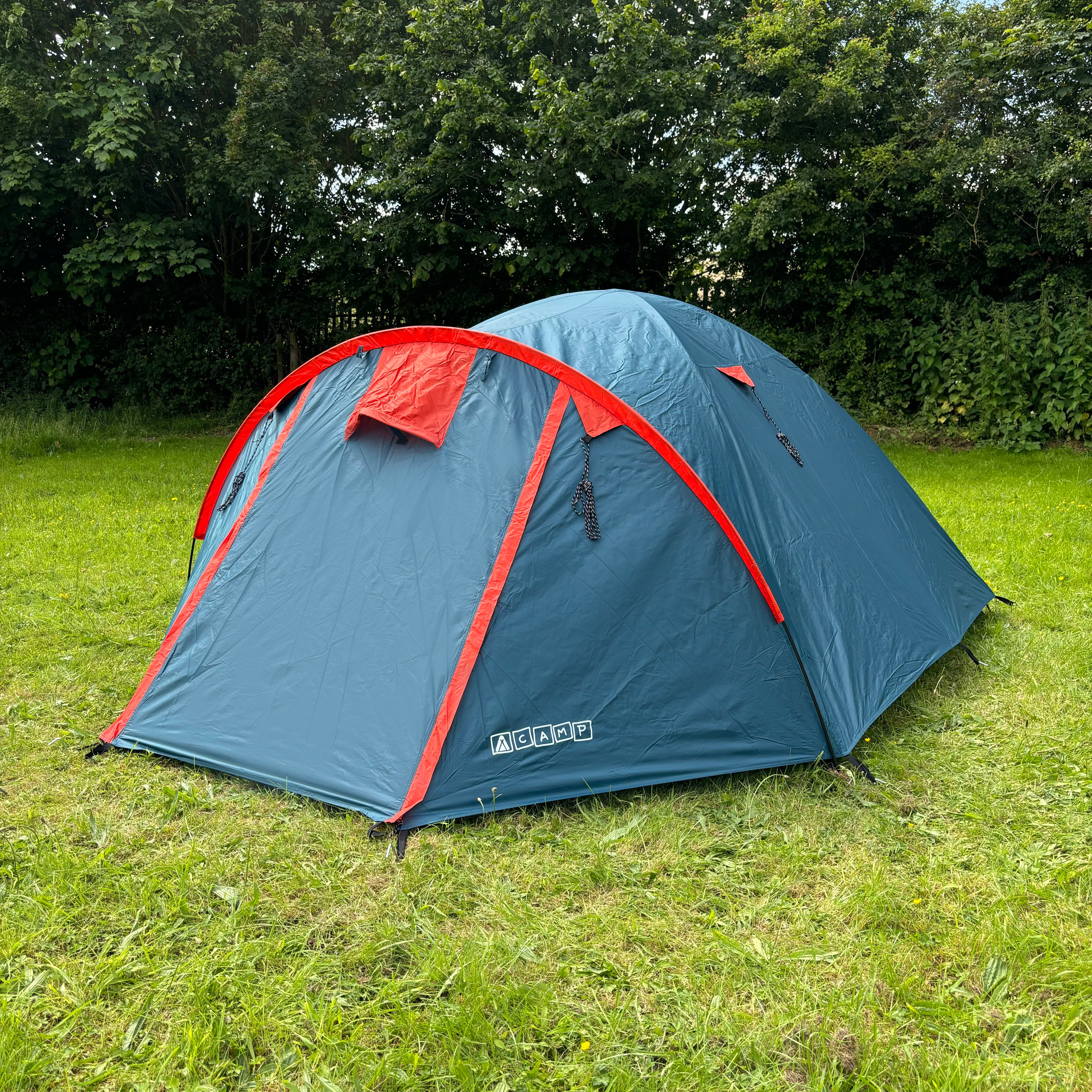 Tambu Acamp 3-4 Person Dome Tent - Green / Bright Red - 55% OFF