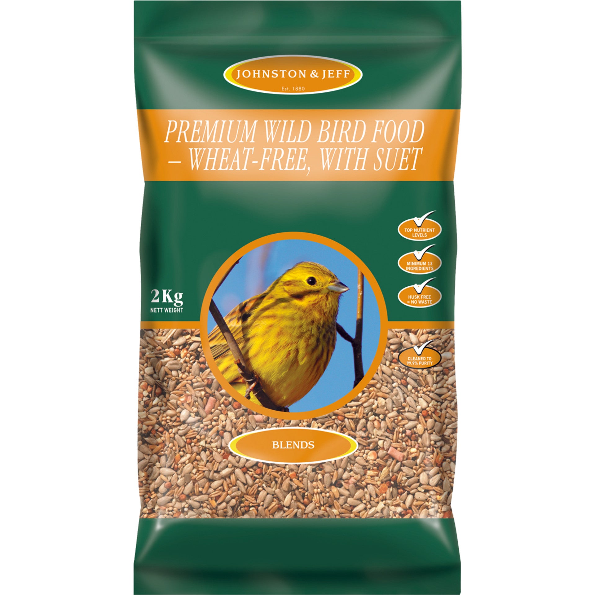 Johnston & Jeff Premium Wild Bird Food with Suet 2kg