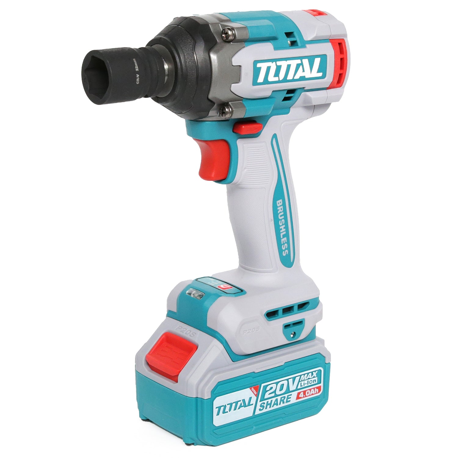 Total Li-Ion 20V Impact Wrench (with 2 x Batteries & Charger) - TIWLI2050