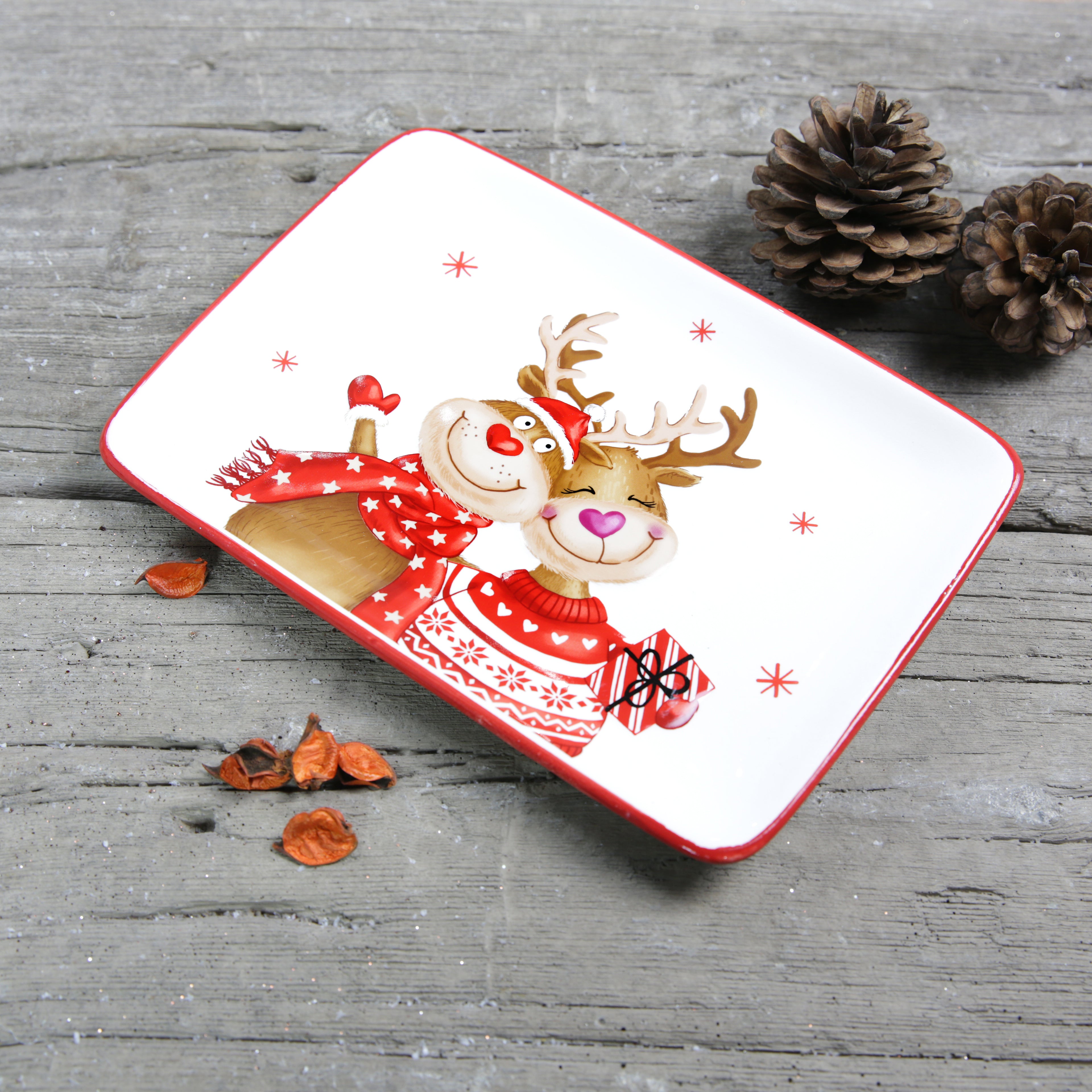 Christmas Reindeer Mugs and platter