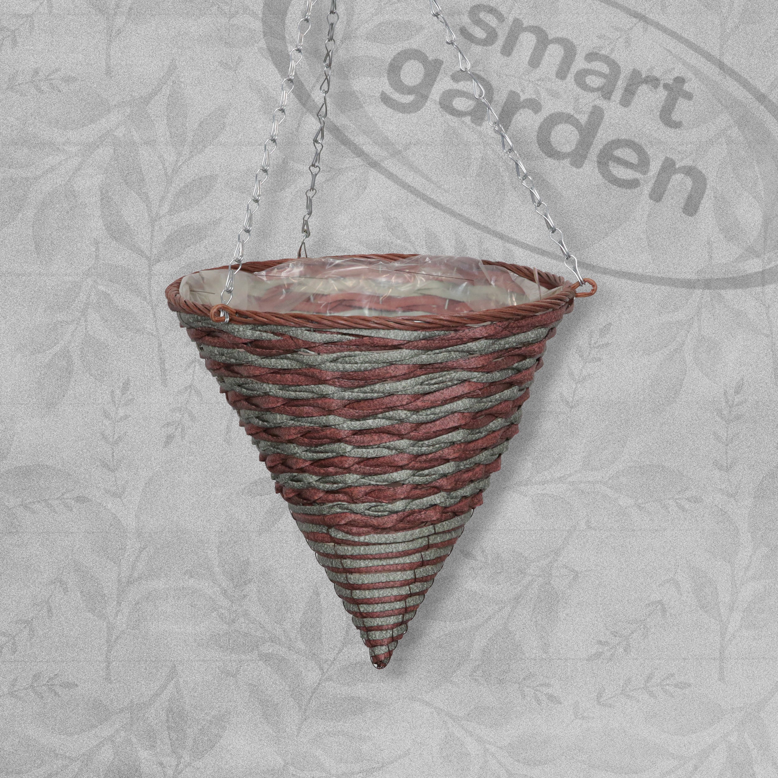 Smart Garden 14" Duet Faux Rattan Cone Hanging Basket