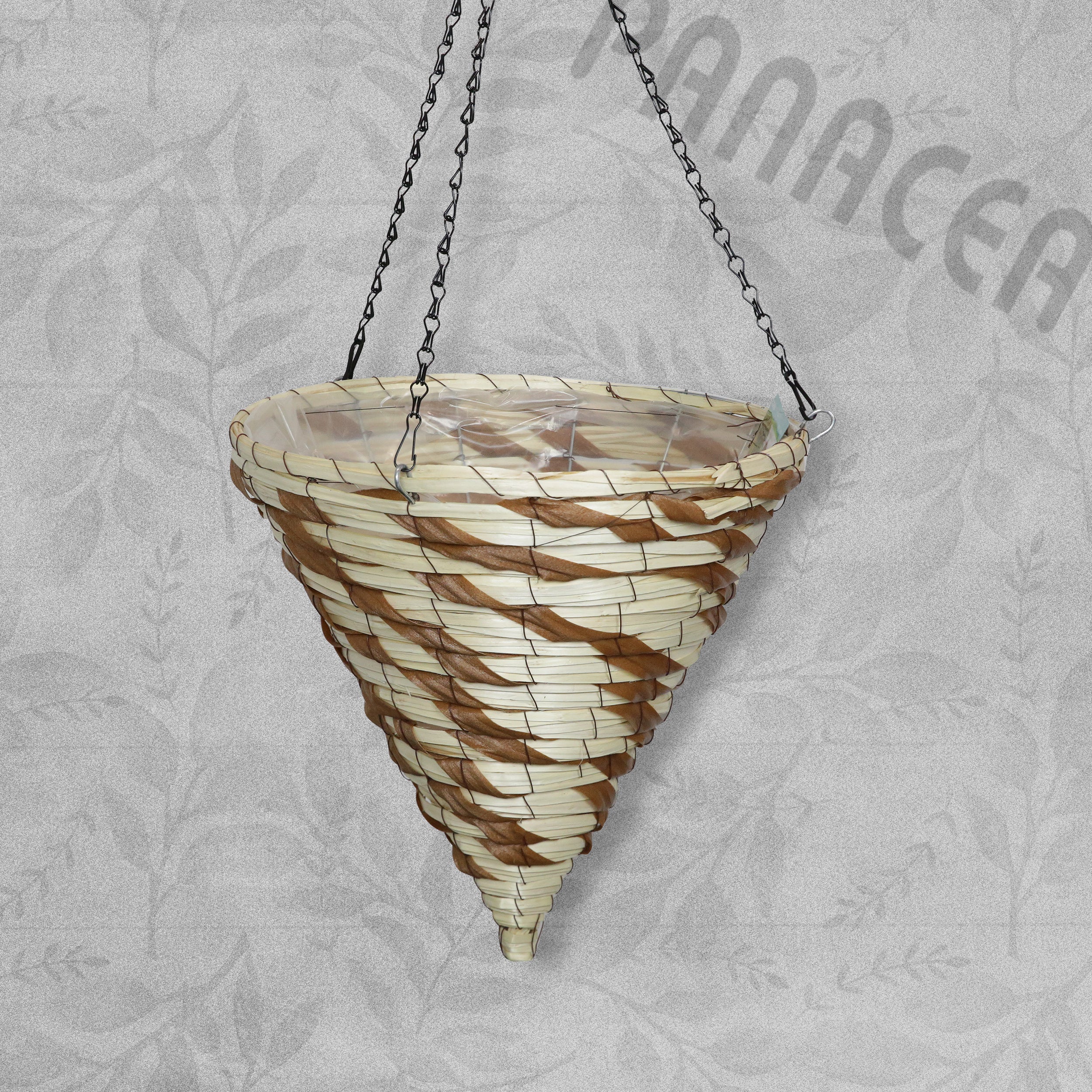 Panacea 14" Banana Leaf Spiral Cone Hanging Basket