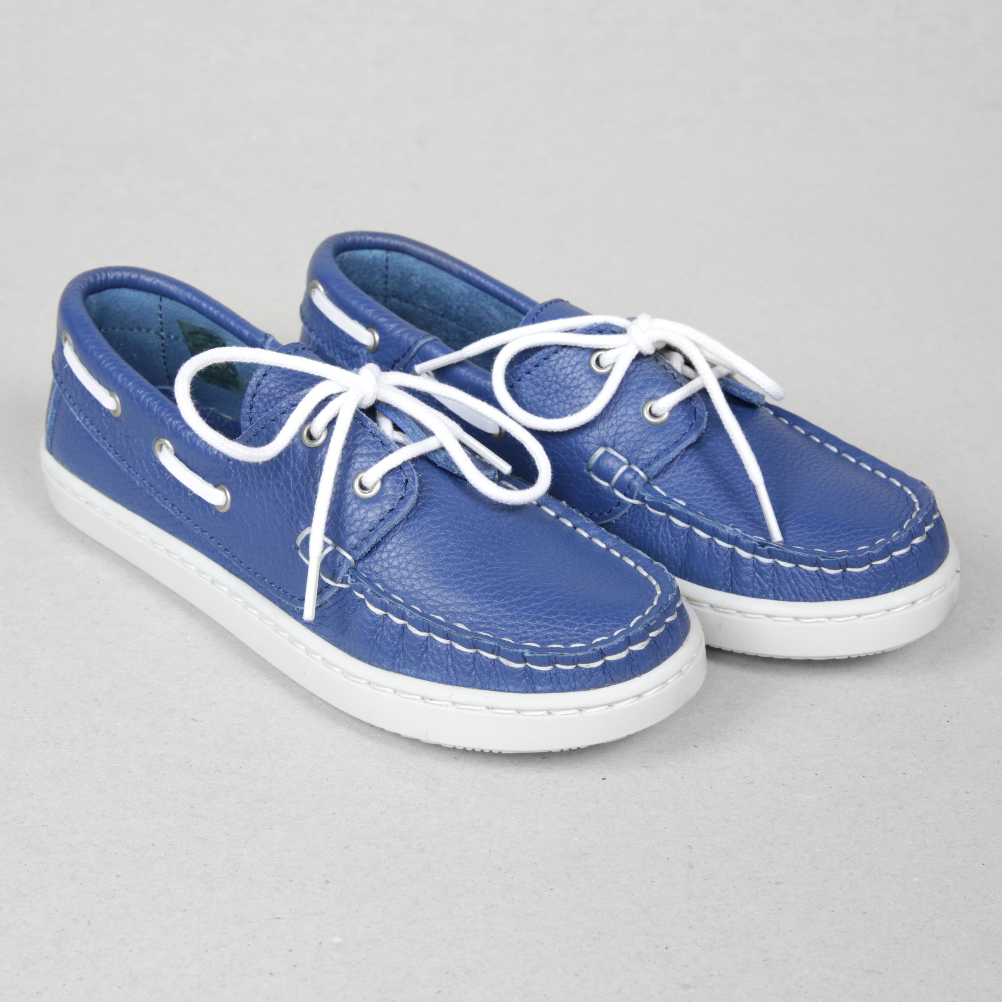 Petasil Swim Kids Boys Blue Leather Deck Shoes