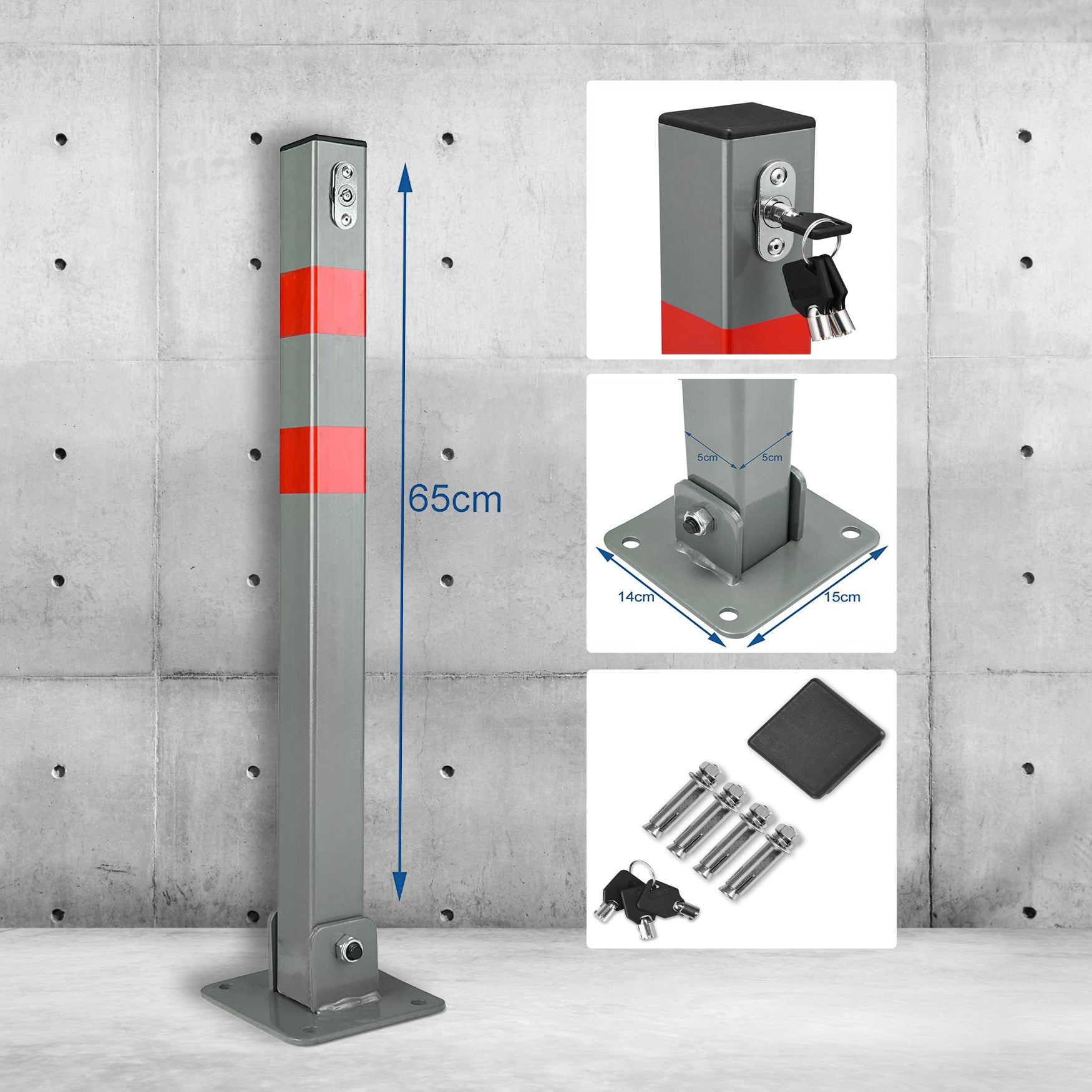 Progen Square Column Lockable Parking Bollard