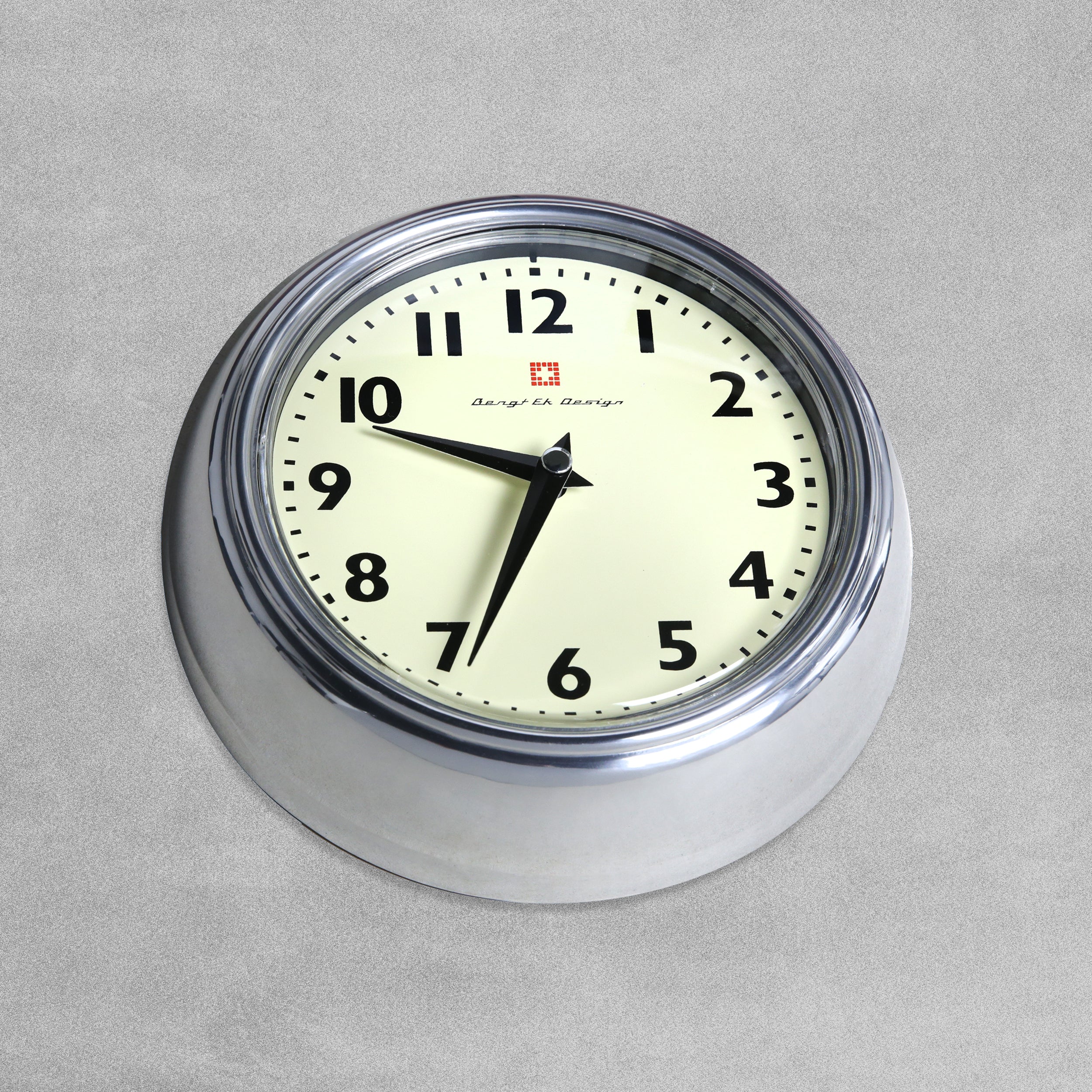 Bengt Ek Design Swiss Retro Art Deco Brushed & Polished Aluminium Vintage Wall Clock - Cream