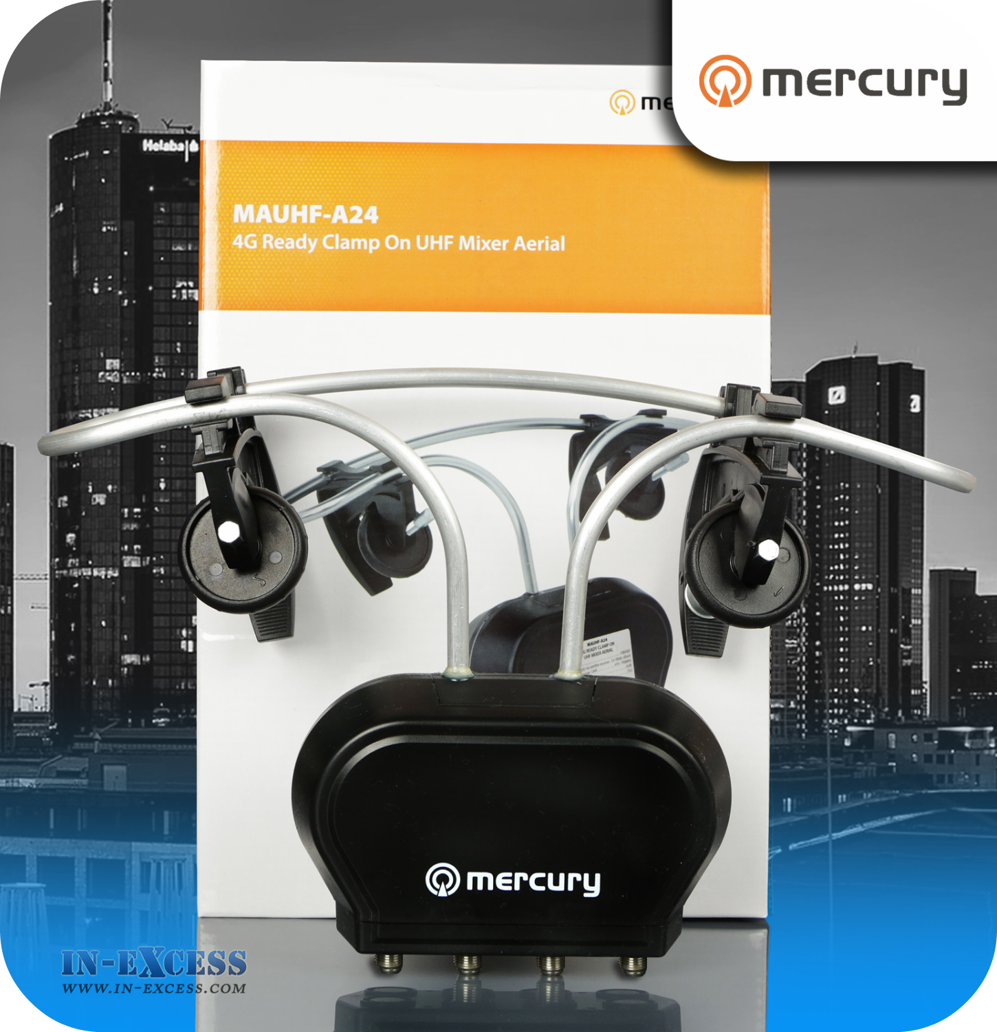 Mercury 4G Ready Clamp on UHF Mixer Aerial - 2 Input