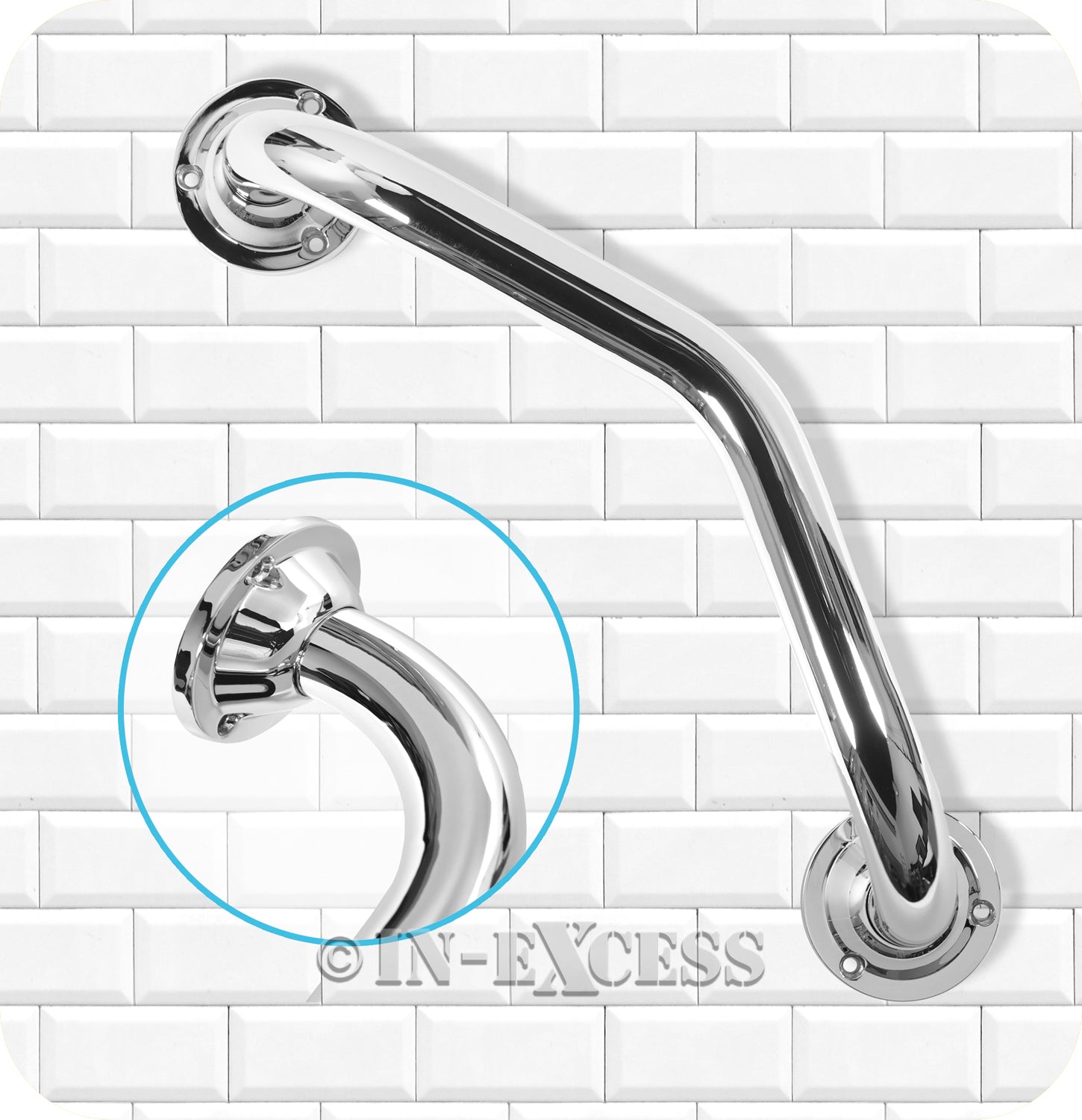 Metlex Carlton Bathroom Accessories Angled Grab Assist Bar - Chrome Finish