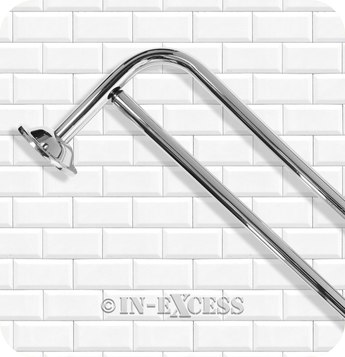 Metlex Carlton Bathroom Accessories Fixed End Double Towel Rail 24" - Chrome Finish