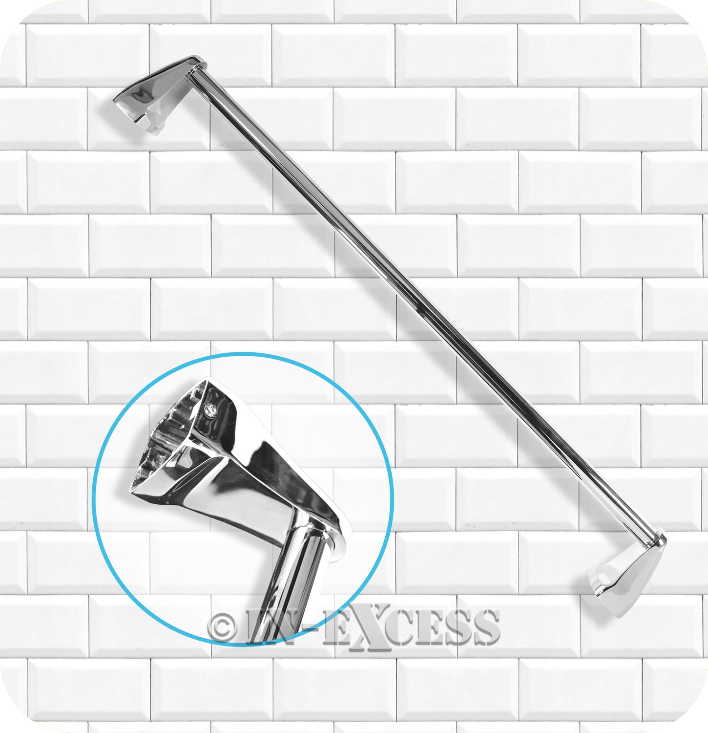 Metlex Majestic Bathroom Accessories Encased Ends Towel Rail - Chrome Finish