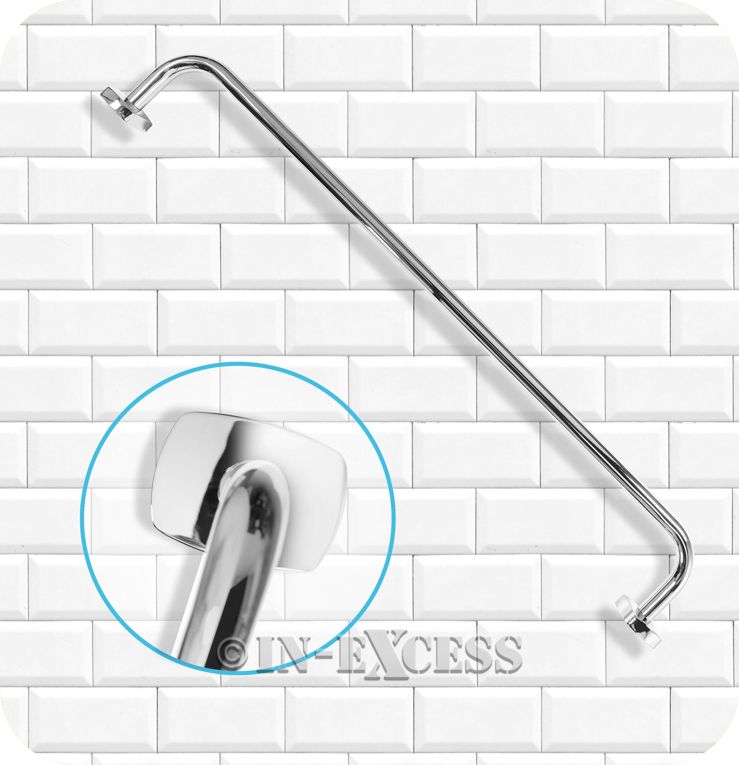 Metlex Majestic Bathroom Accessories Fixed End Towel Rail 24" - Chrome Finish