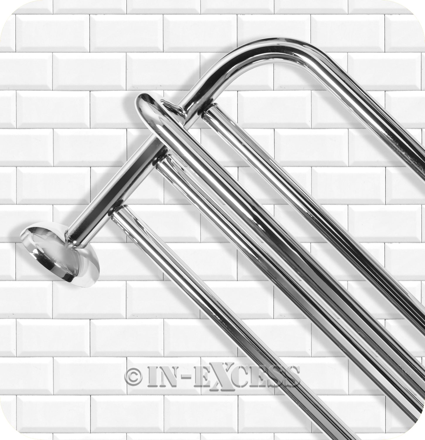 Metlex Majestic Bathroom Accessories Clean Towel Rack Rail With Under Rail - Chrome Finish