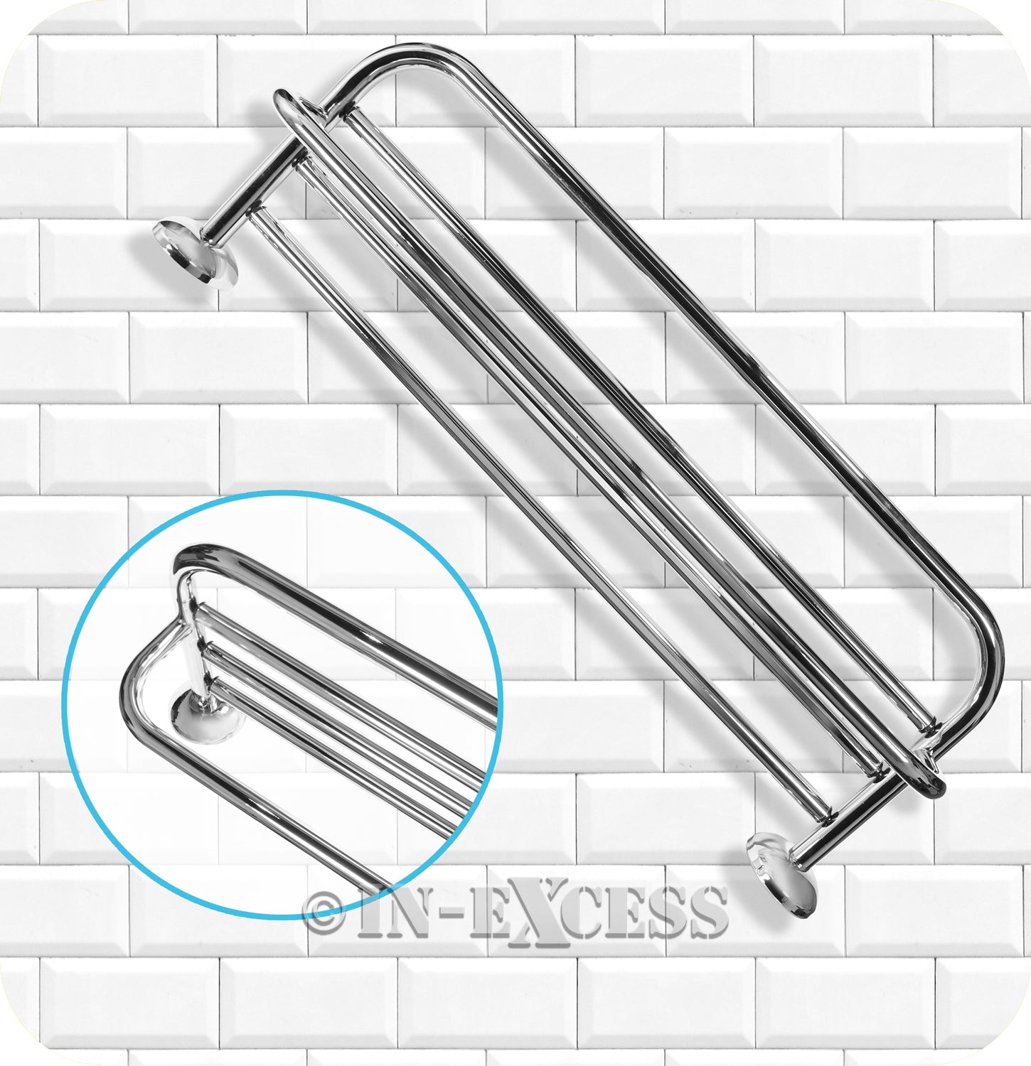 Metlex Majestic Bathroom Accessories Clean Towel Rack Rail With Under Rail - Chrome Finish