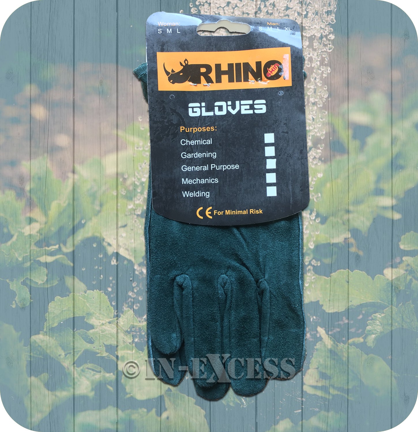 Rhino Skin General Purpose Washable Leather Gardener's Garden Gloves - Medium & Large